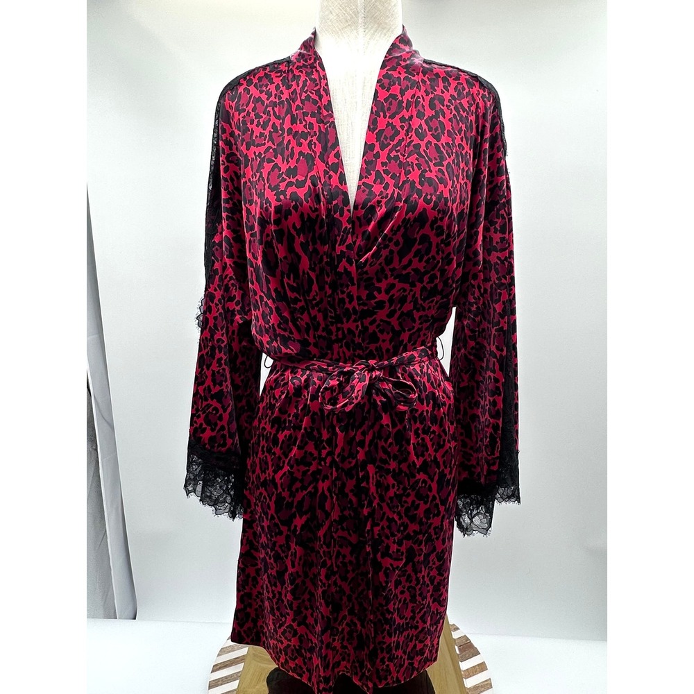 Victoria's Secret Red Leopard Lace‎ Kimono Robe XS S
